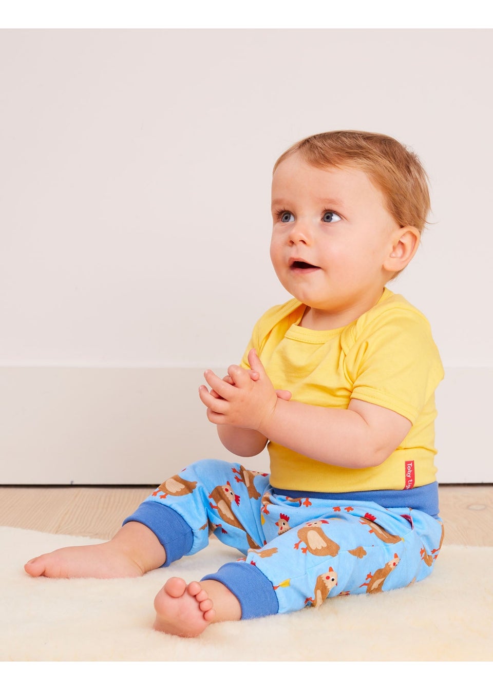 Toby Tiger Organic Blue Chicken Print Yoga Pants (Newborn - 3 years)