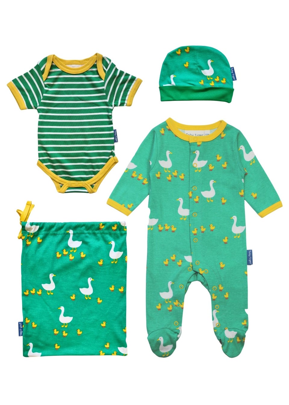 Toby Tiger Organic Green Duck Print Baby Gift Set (Newborn - 12 months)