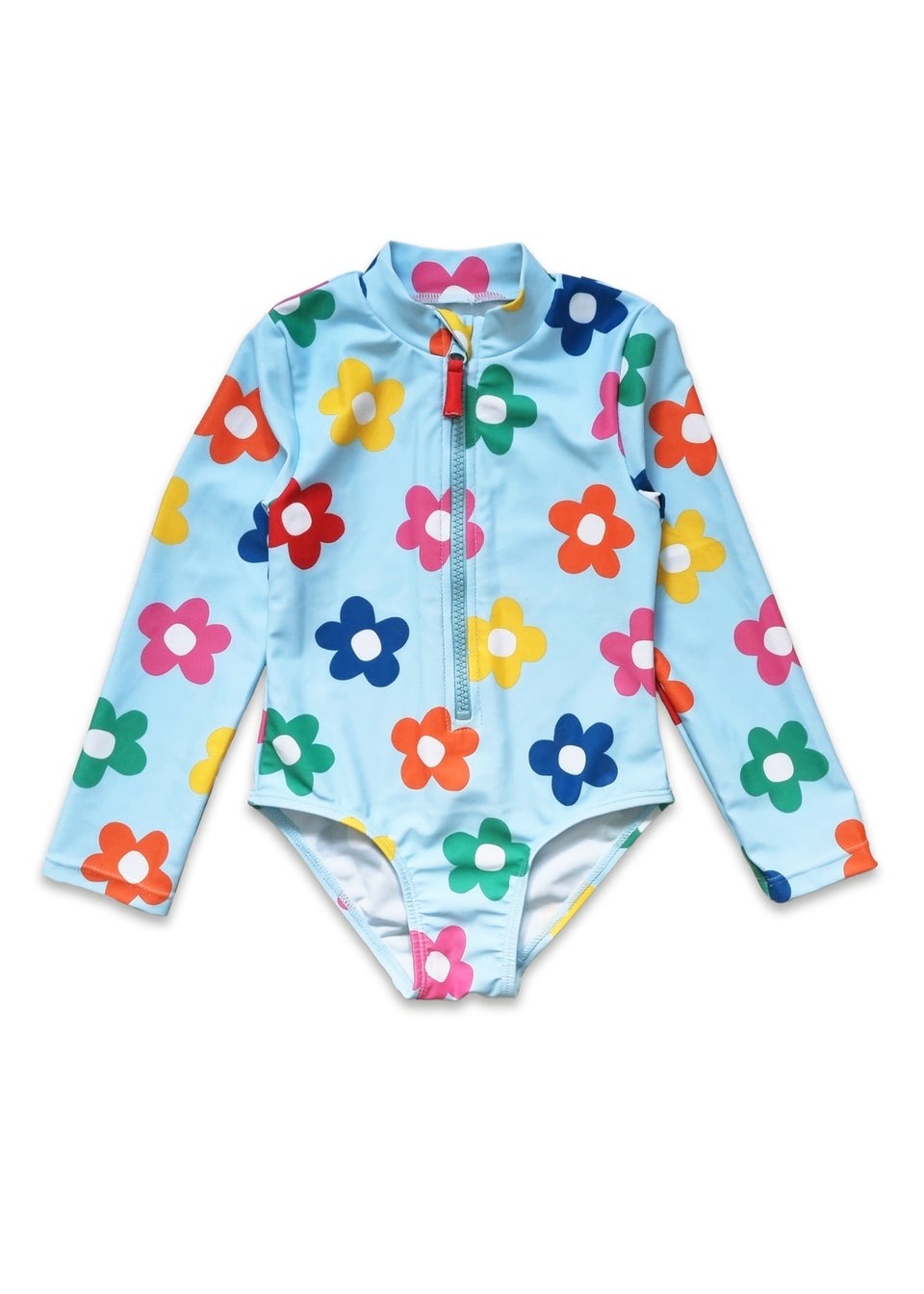 Toby Tiger Multi Colour Flower Print Kids Sleeved Swimsuit (2 years - 8 years)