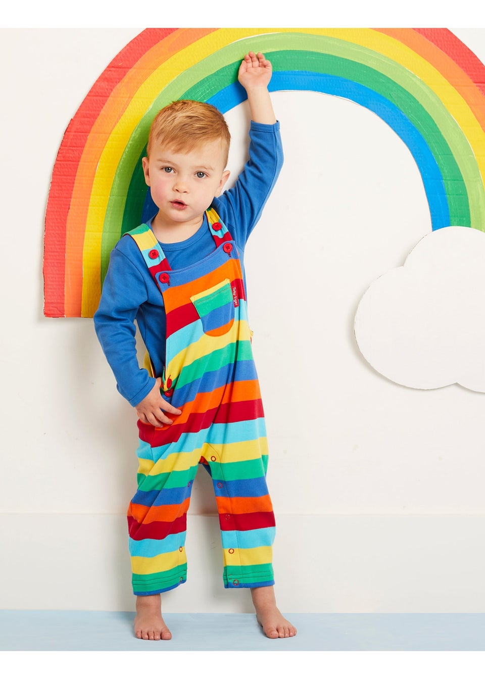 Toby Tiger Organic Multi Colour Stripe Dungarees (3  months - 4 years)