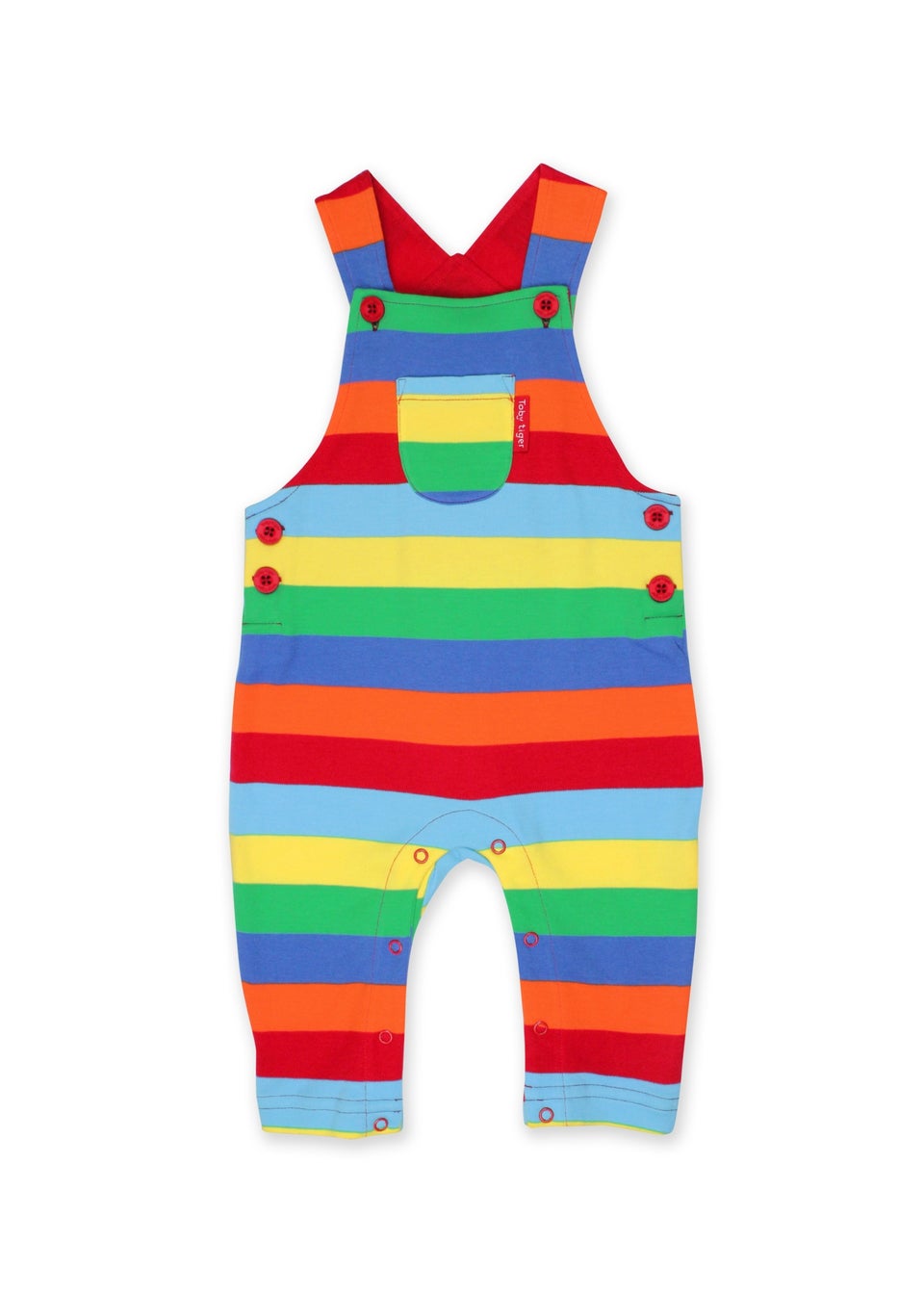 Toby Tiger Organic Multi Colour Stripe Dungarees (3  months - 4 years)