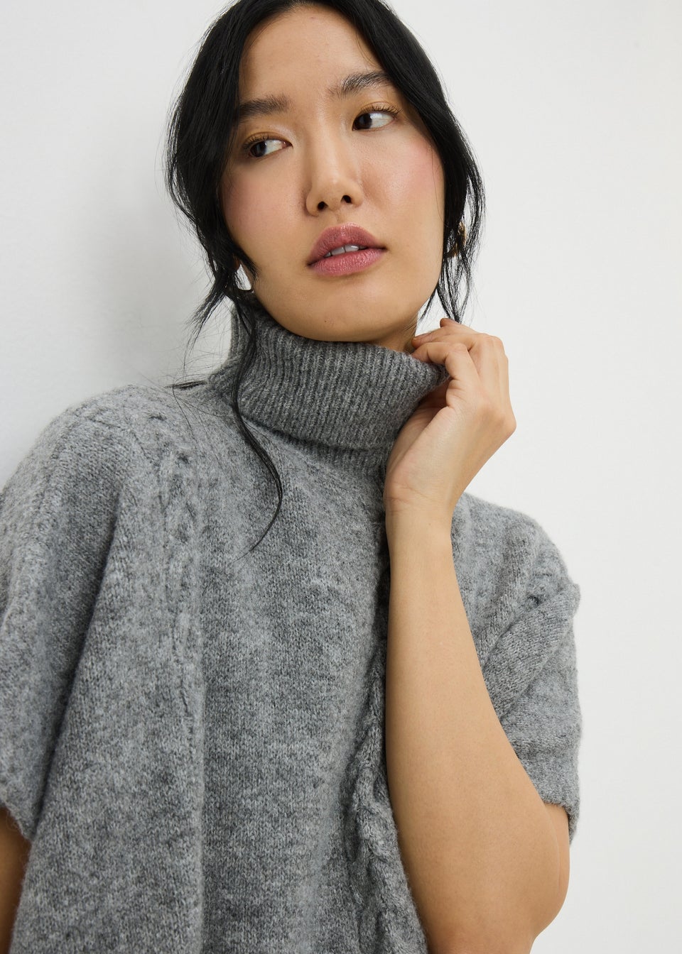 Grey Tassel Poncho