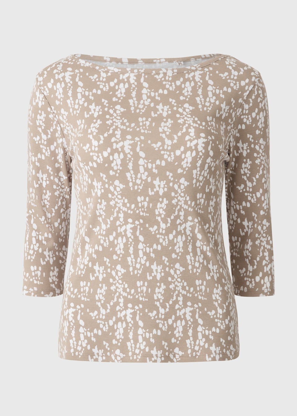 Taupe Patterned 3/4 Sleeve T-Shirt