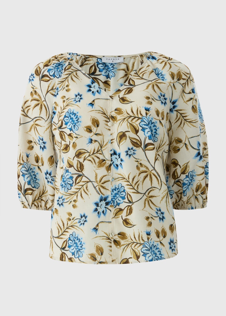 Cream Floral Tea Blouse