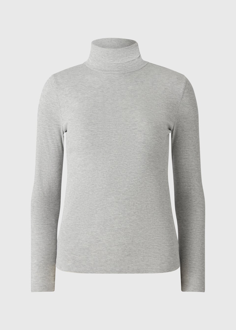 Grey Roll Neck Ribbed Top