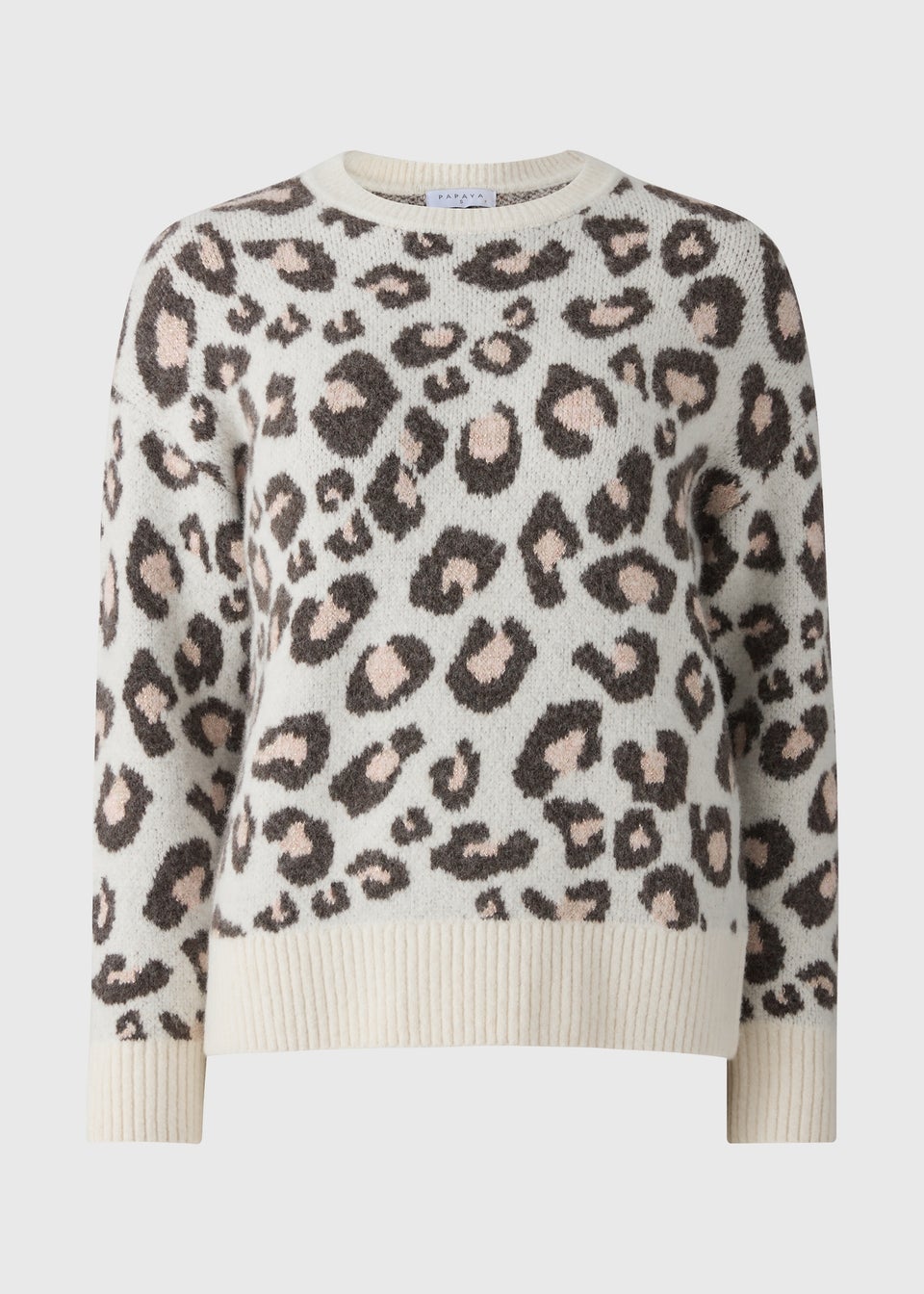Cream Animal Print Jacquard Jumper