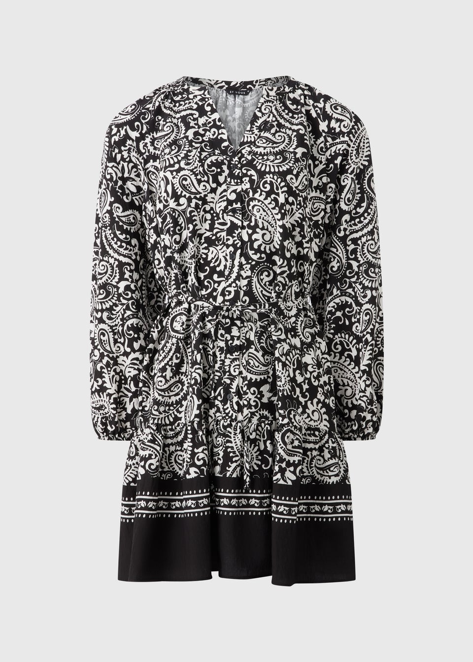 Et Vous Black Mono Paisley Mini Dress
