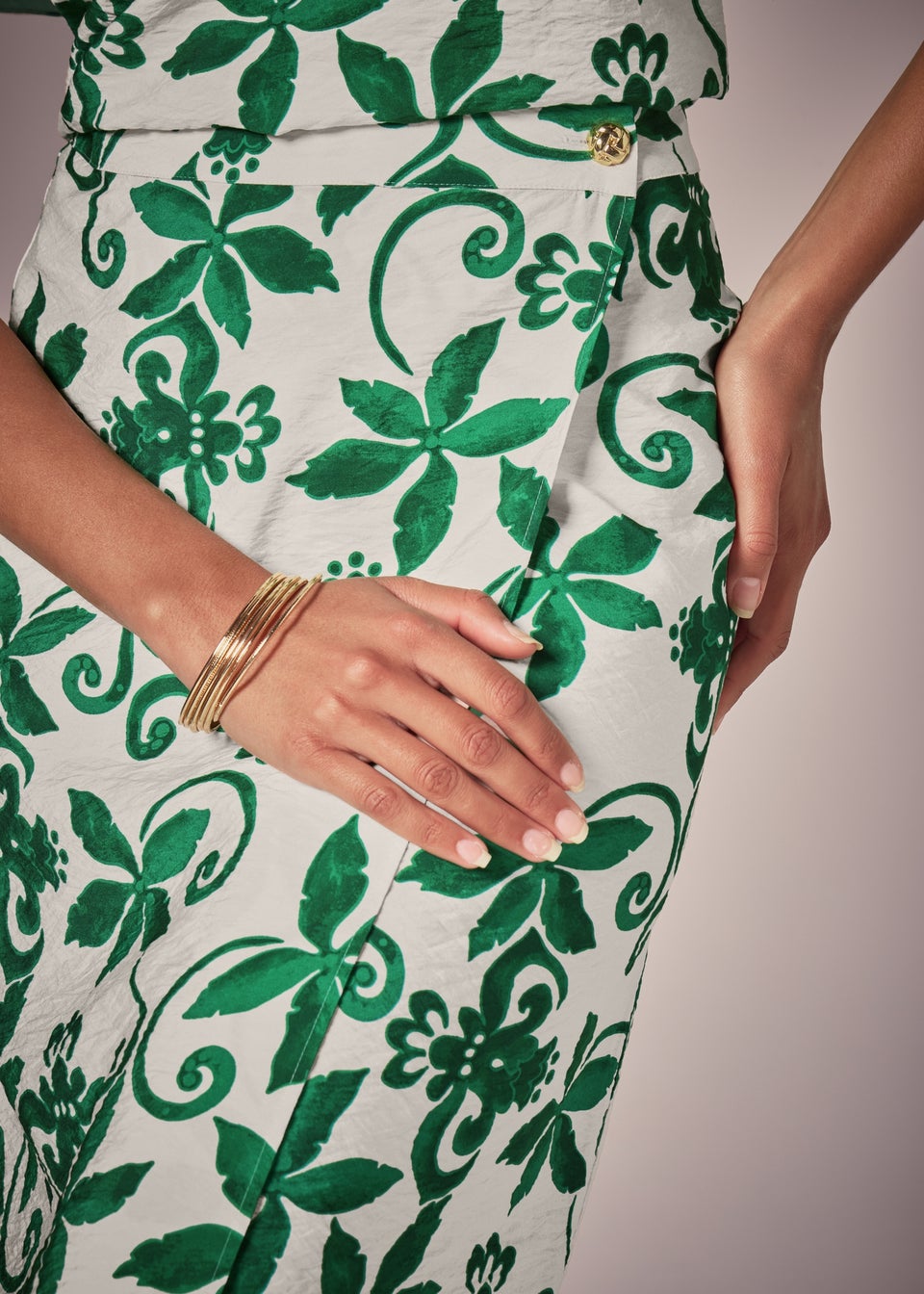 Et Vous Green Floral Midaxi Skirt