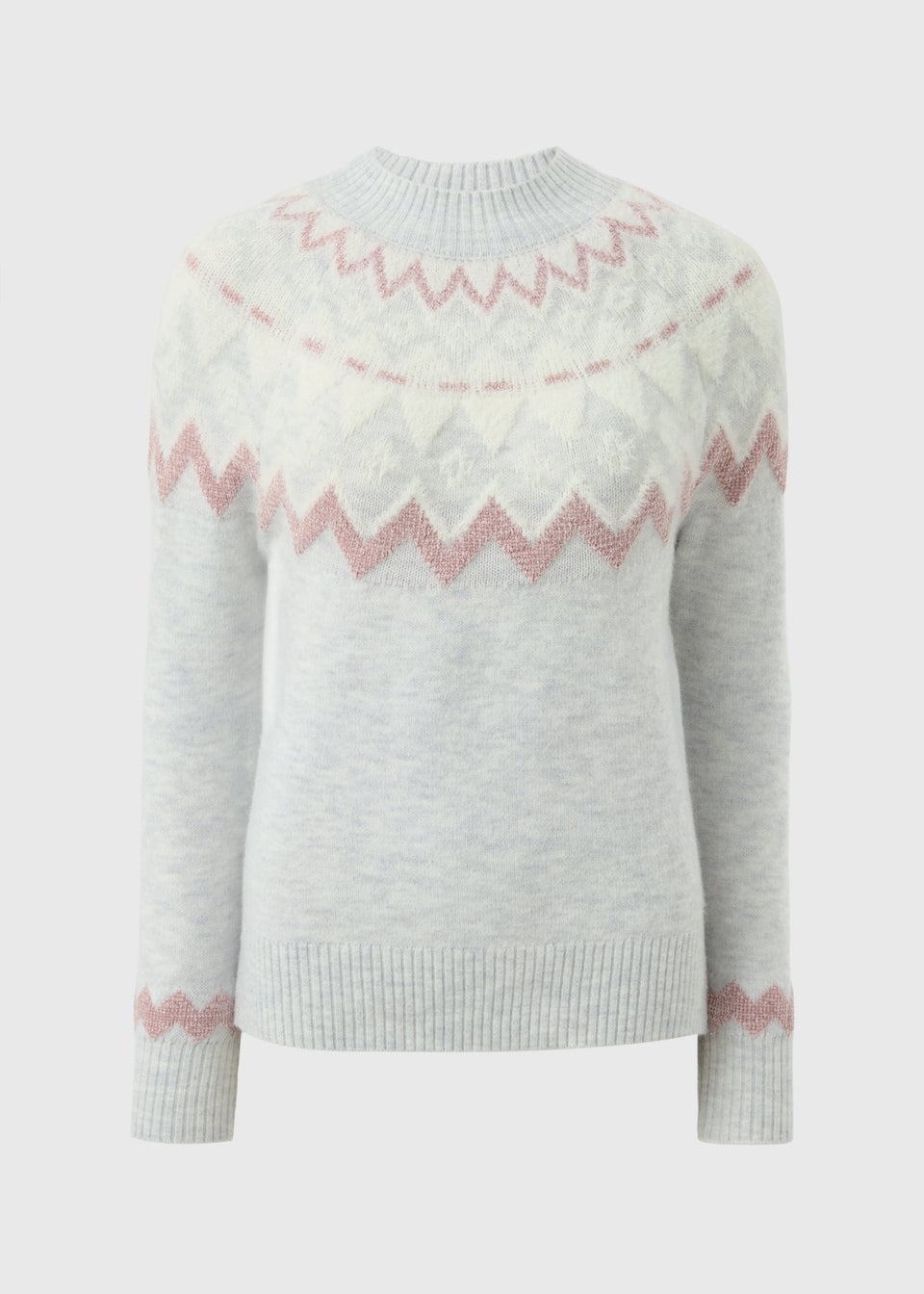 Grey Fairisle Fluffy Lurex Jumper