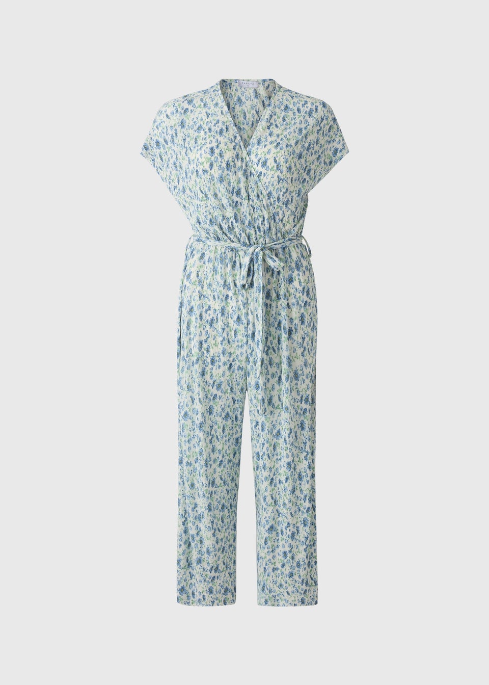 Cream Ditsy Floral Plisse Jumpsuit