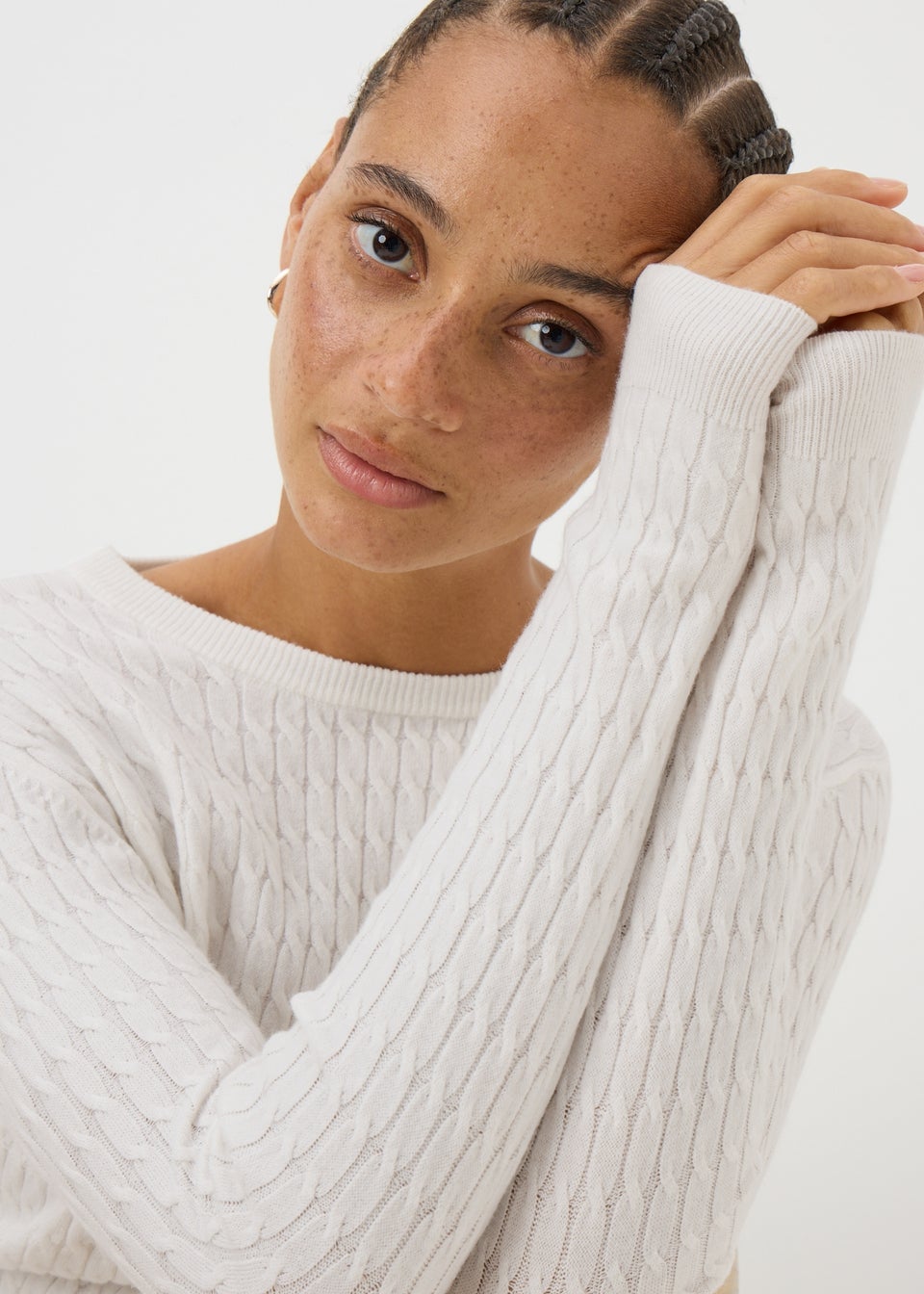 Cream Knitted Babycable Jumper