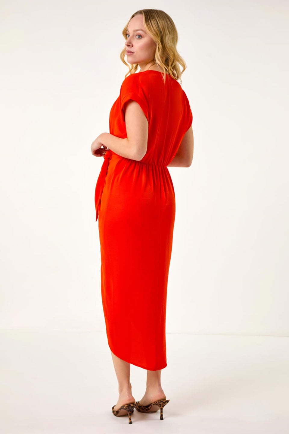 Dusk Orange Dusk Tie Detail Wrap Dress