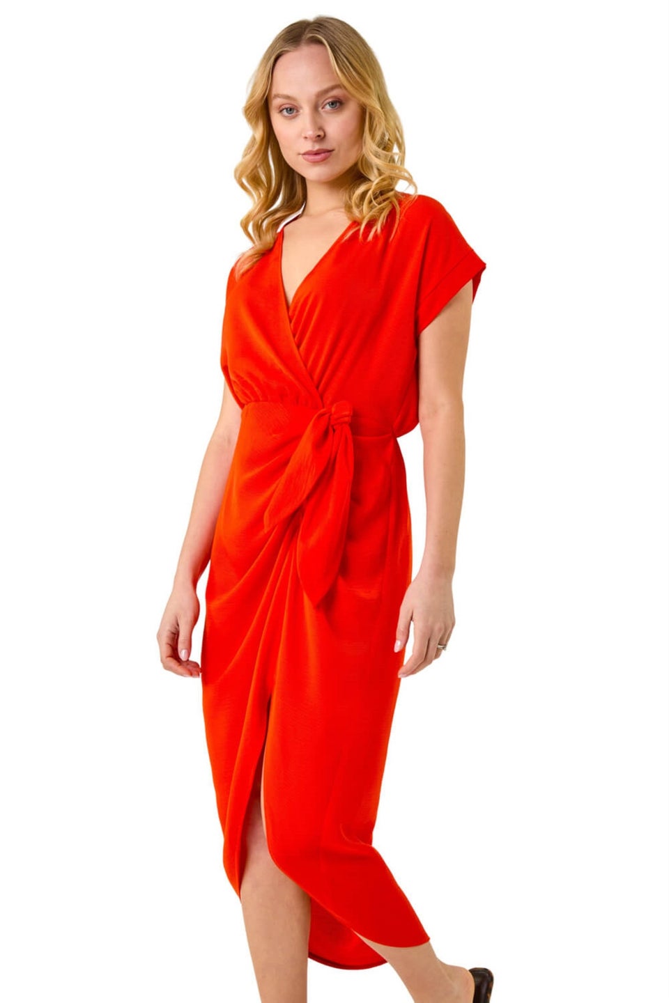 Dusk Orange Dusk Tie Detail Wrap Dress