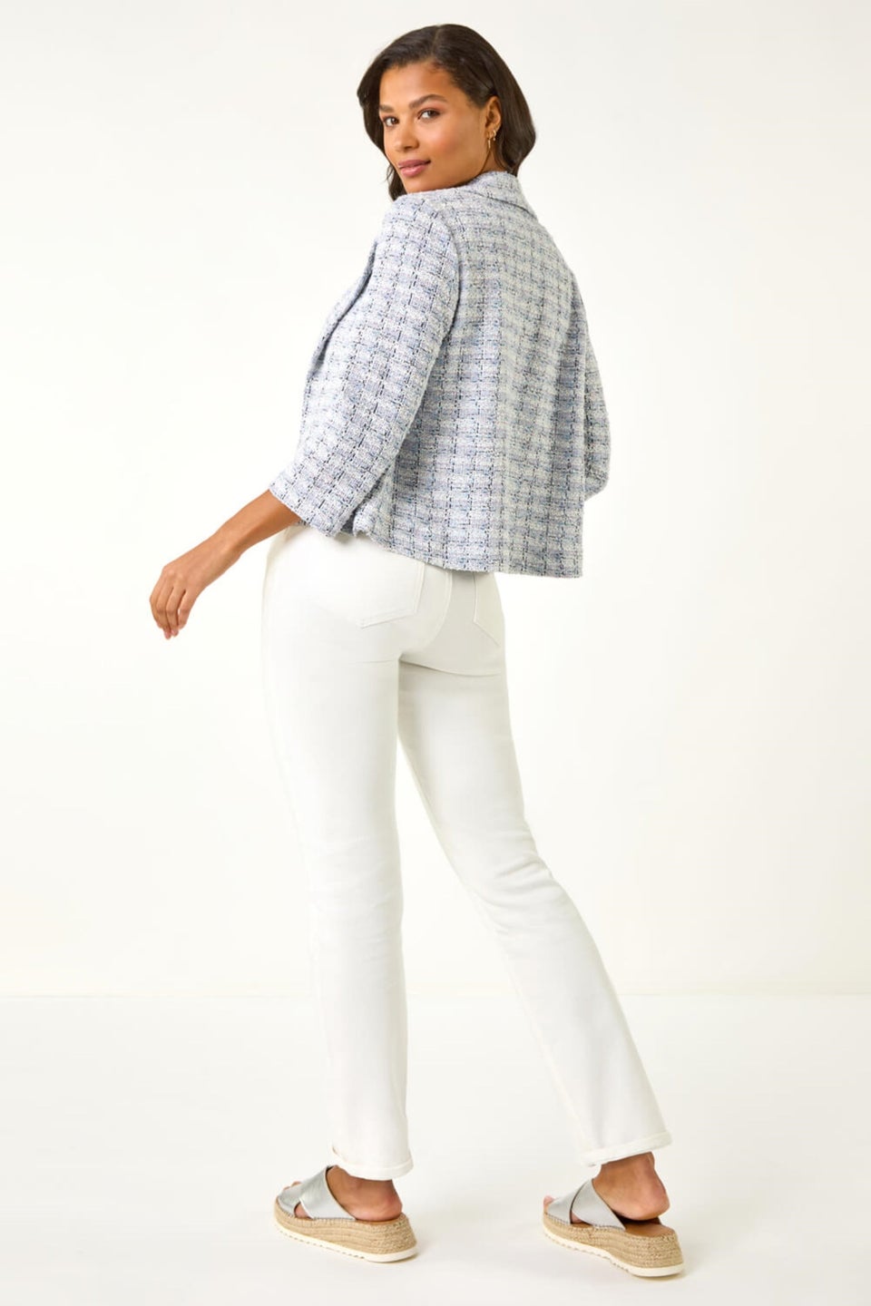 Roman Lilac Textured Check Print Collar & Revere Blazer