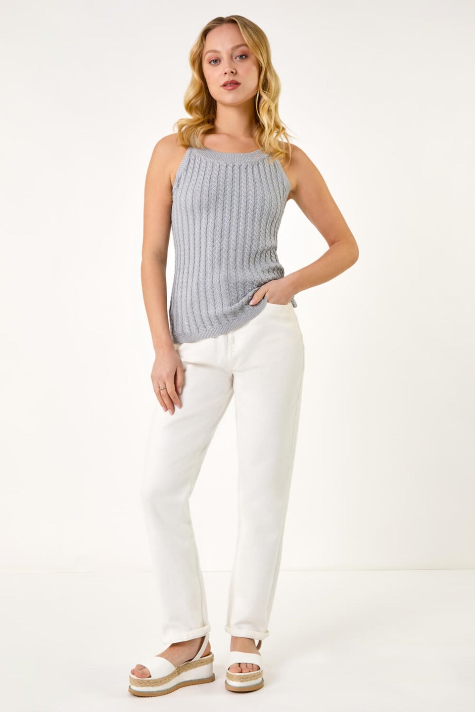 Dusk Silver Dusk Metallic Knit Vest Top