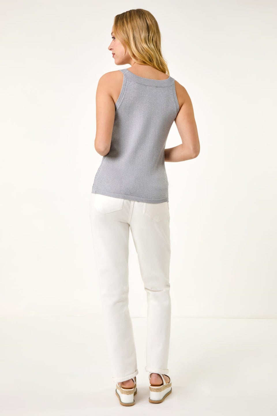 Dusk Silver Dusk Metallic Knit Vest Top