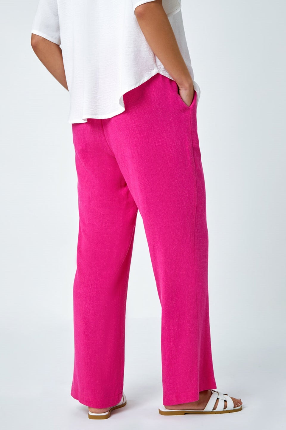 Roman Pink Petite Linen Mix Trousers