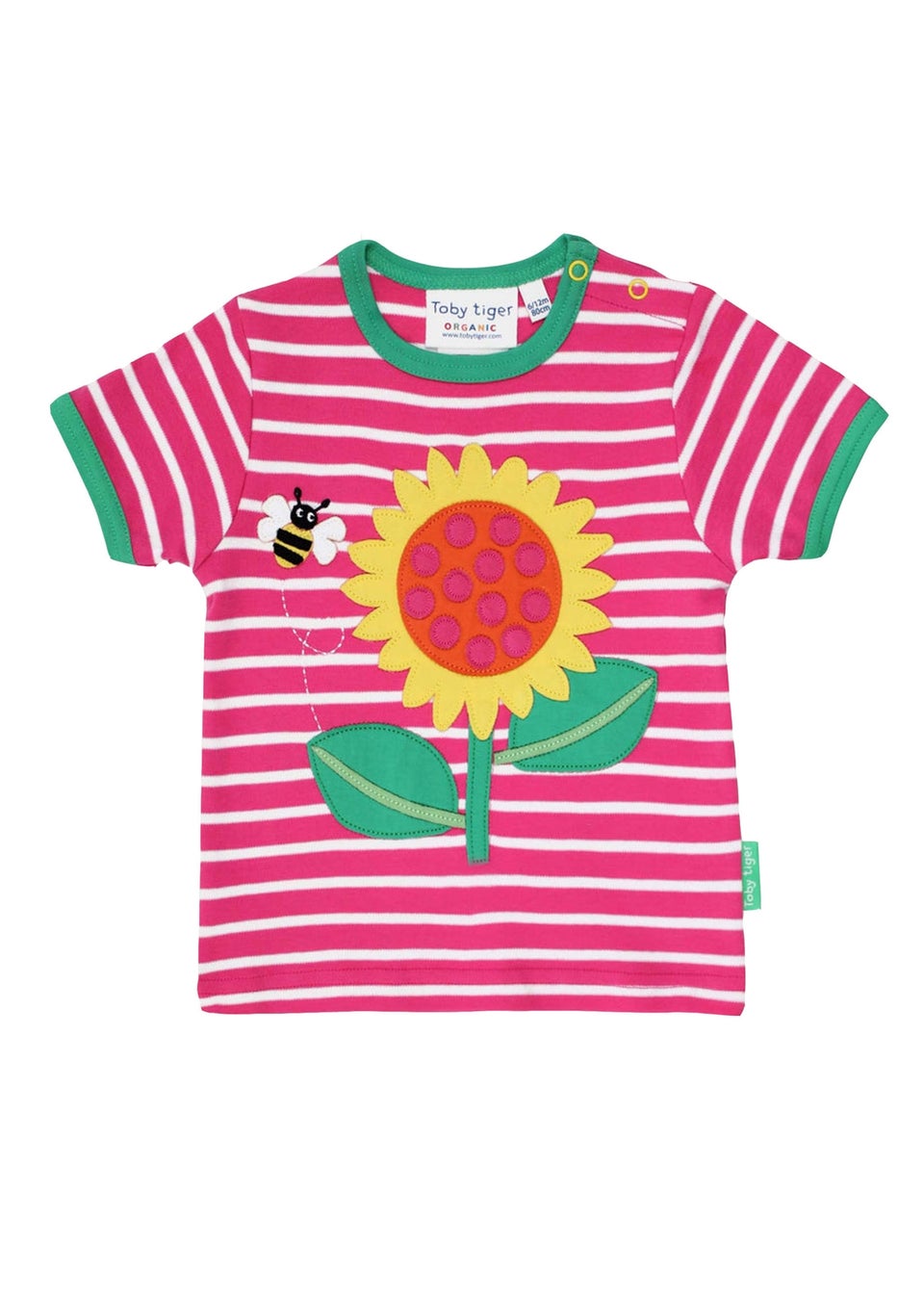 Toby Tiger Organic Pink Sunflower Applique T-Shirt (3 months - 6 years)