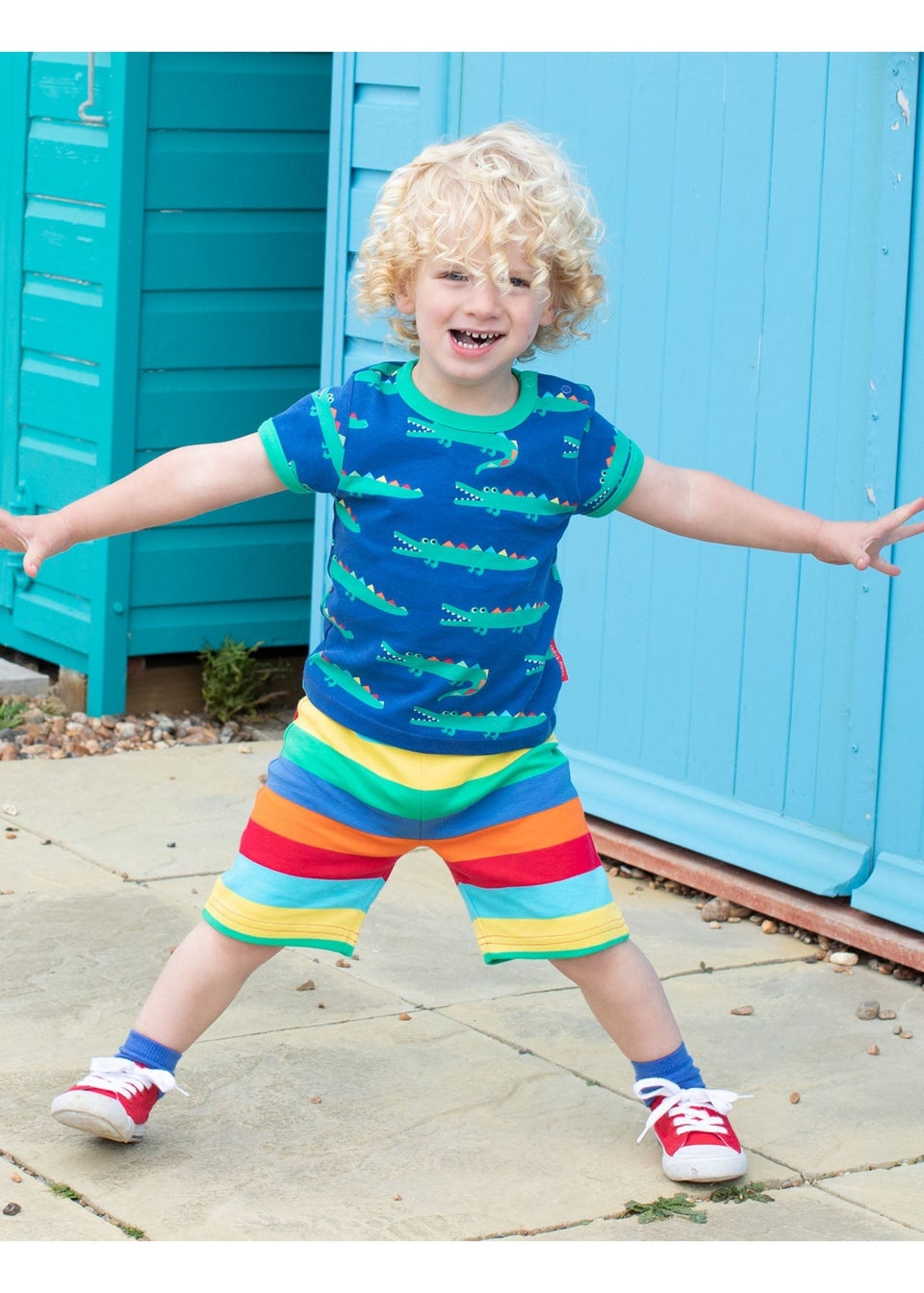 Toby Tiger Organic Blue  Crocodile Print T-Shirt (3 months - 8 years)