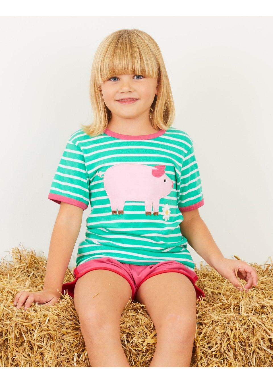Toby Tiger Organic Green Pig Applique T-Shirt (3 months - 6 years)
