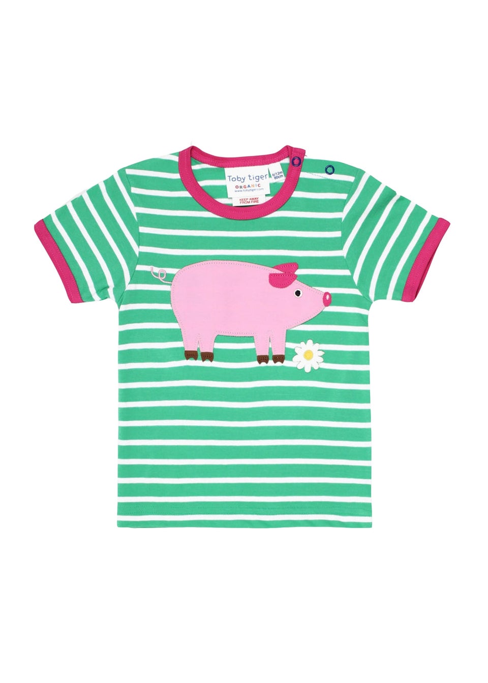 Toby Tiger Organic Green Pig Applique T-Shirt (3 months - 6 years)