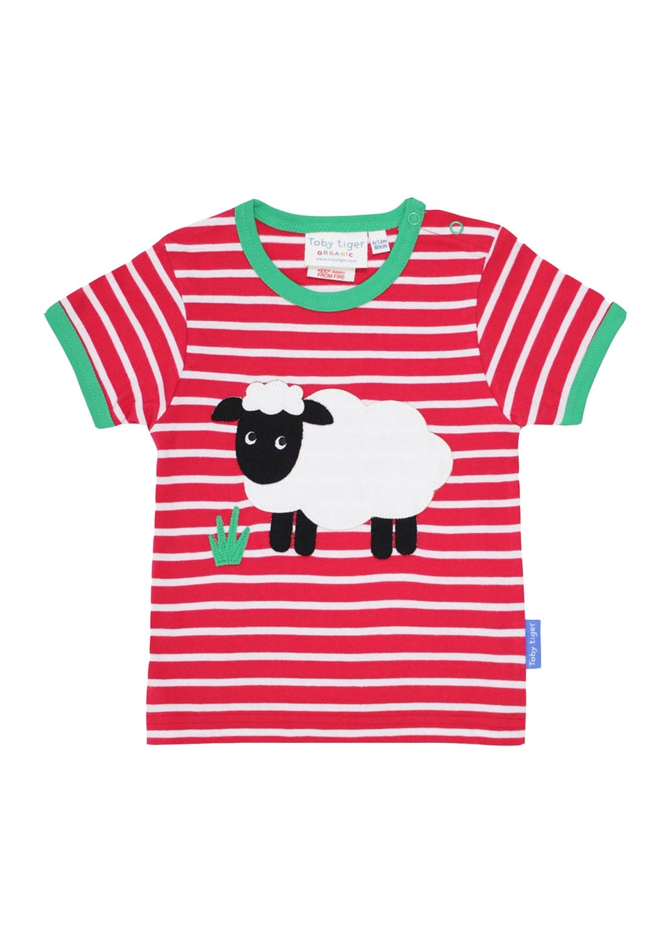 Toby Tiger Organic Red  Sheep Applique T-Shirt (3 months - 6 years)