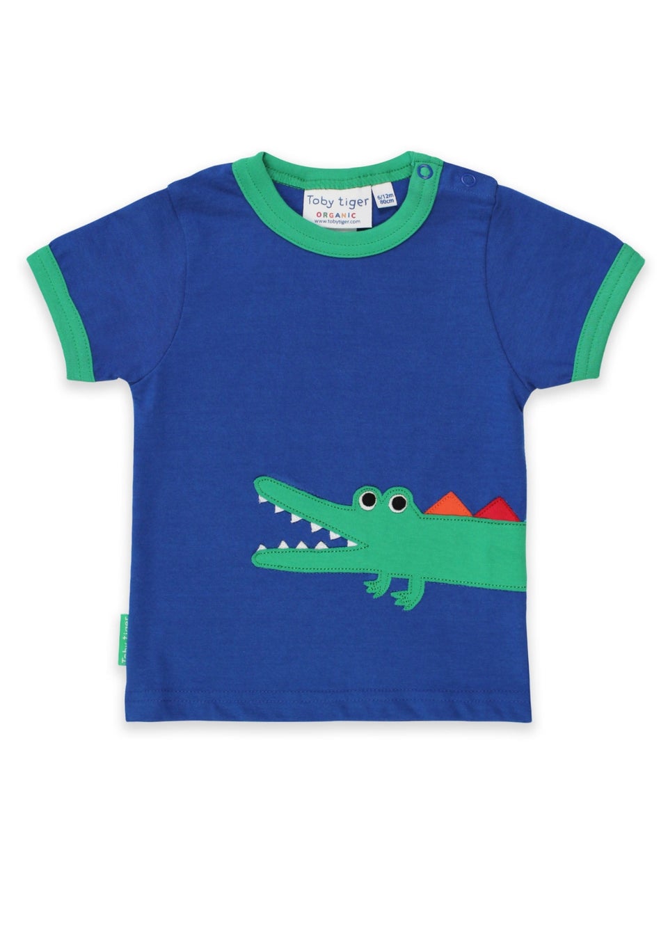 Toby Tiger Organic Blue Crocodile Applique T-Shirt (3 months - 6 years)