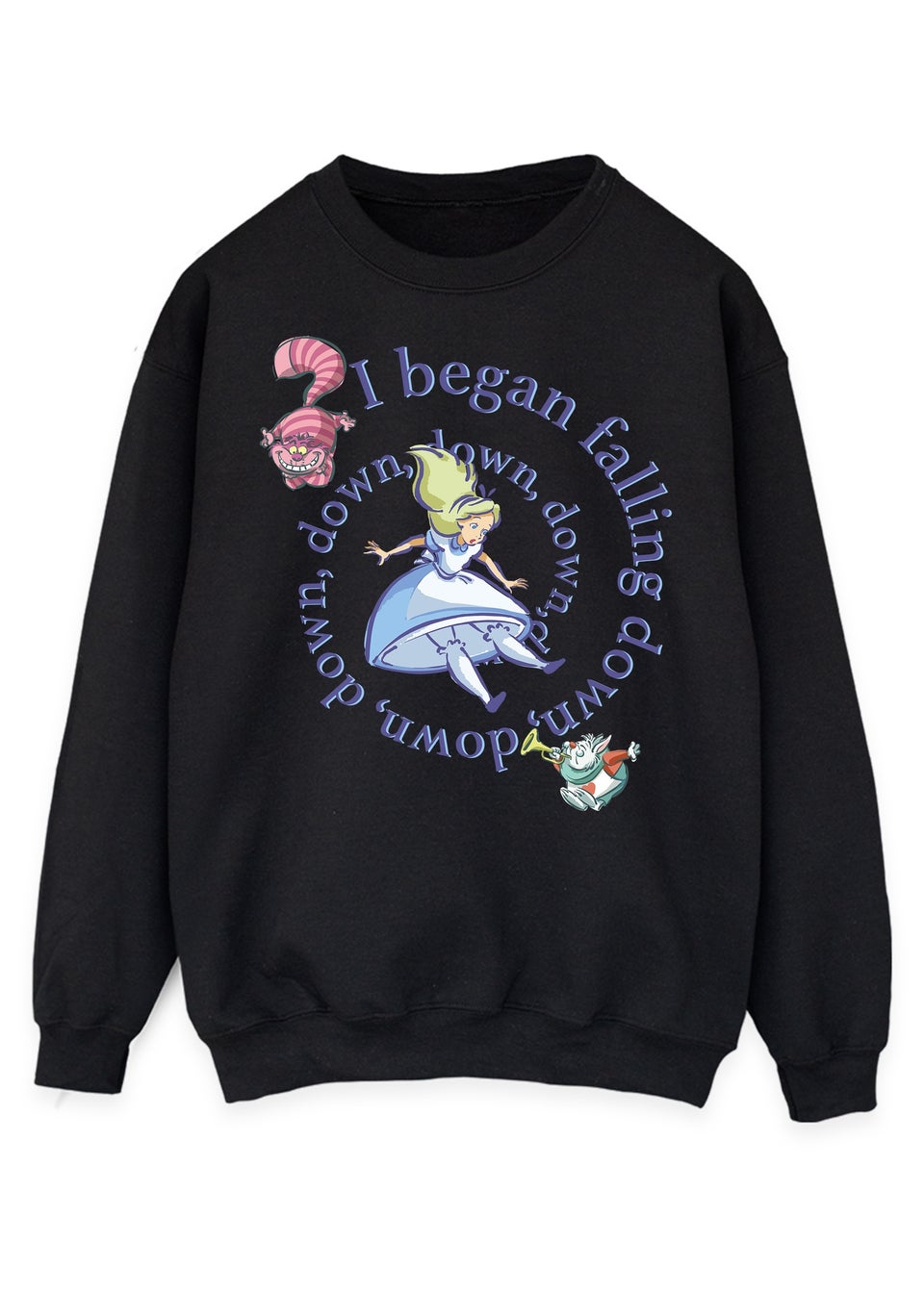 Disney Alice In Wonderland Falling Black Graphic Sweatshirt