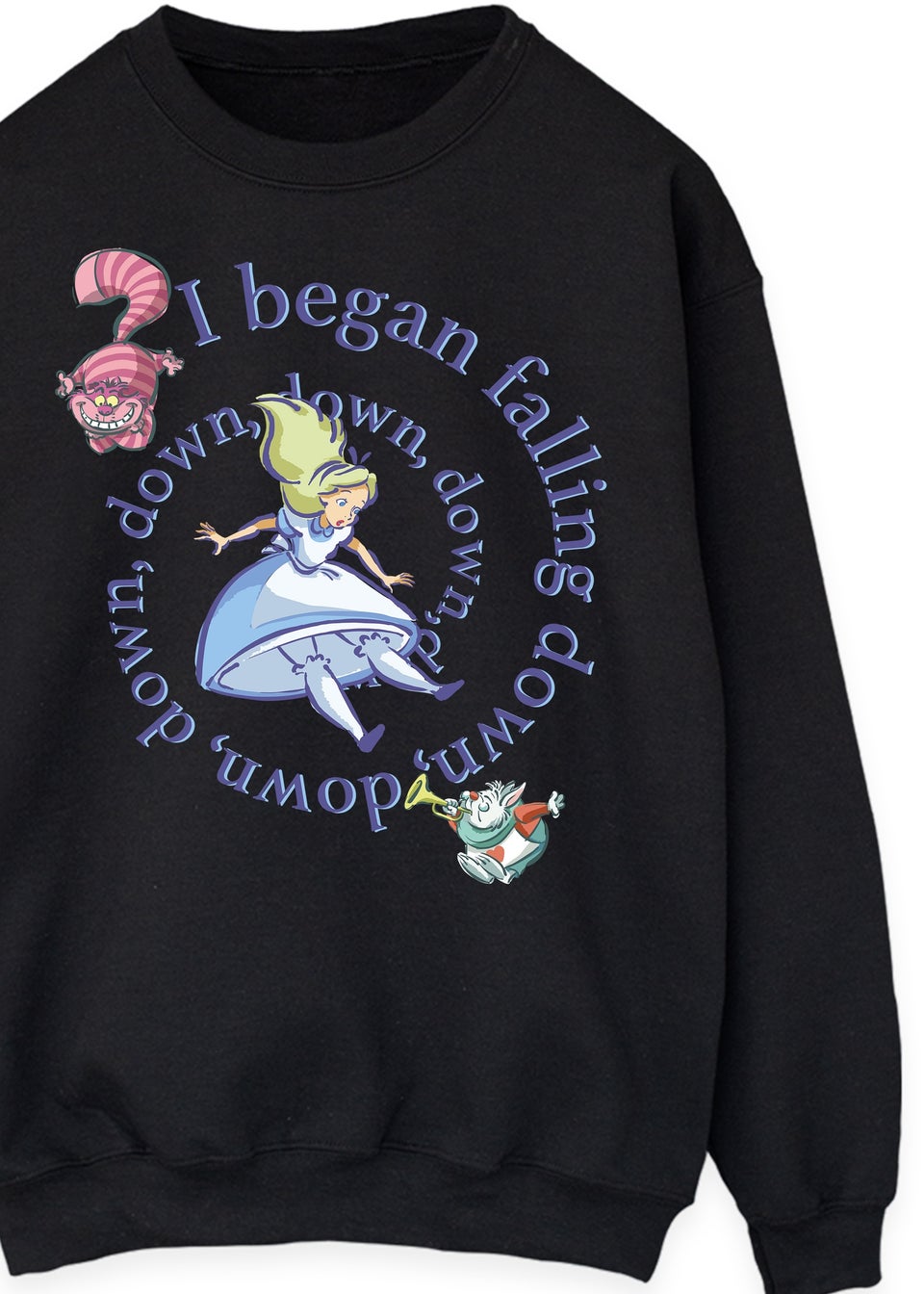 Disney Alice In Wonderland Falling Black Graphic Sweatshirt