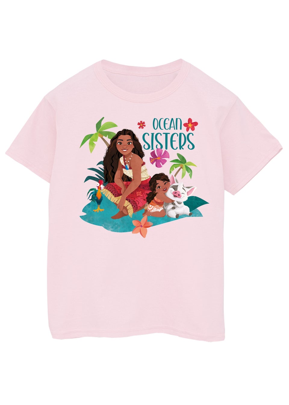 Disney Moana & Simea Ocean Sisters Girls Pink T-Shirt (3-13 Years)