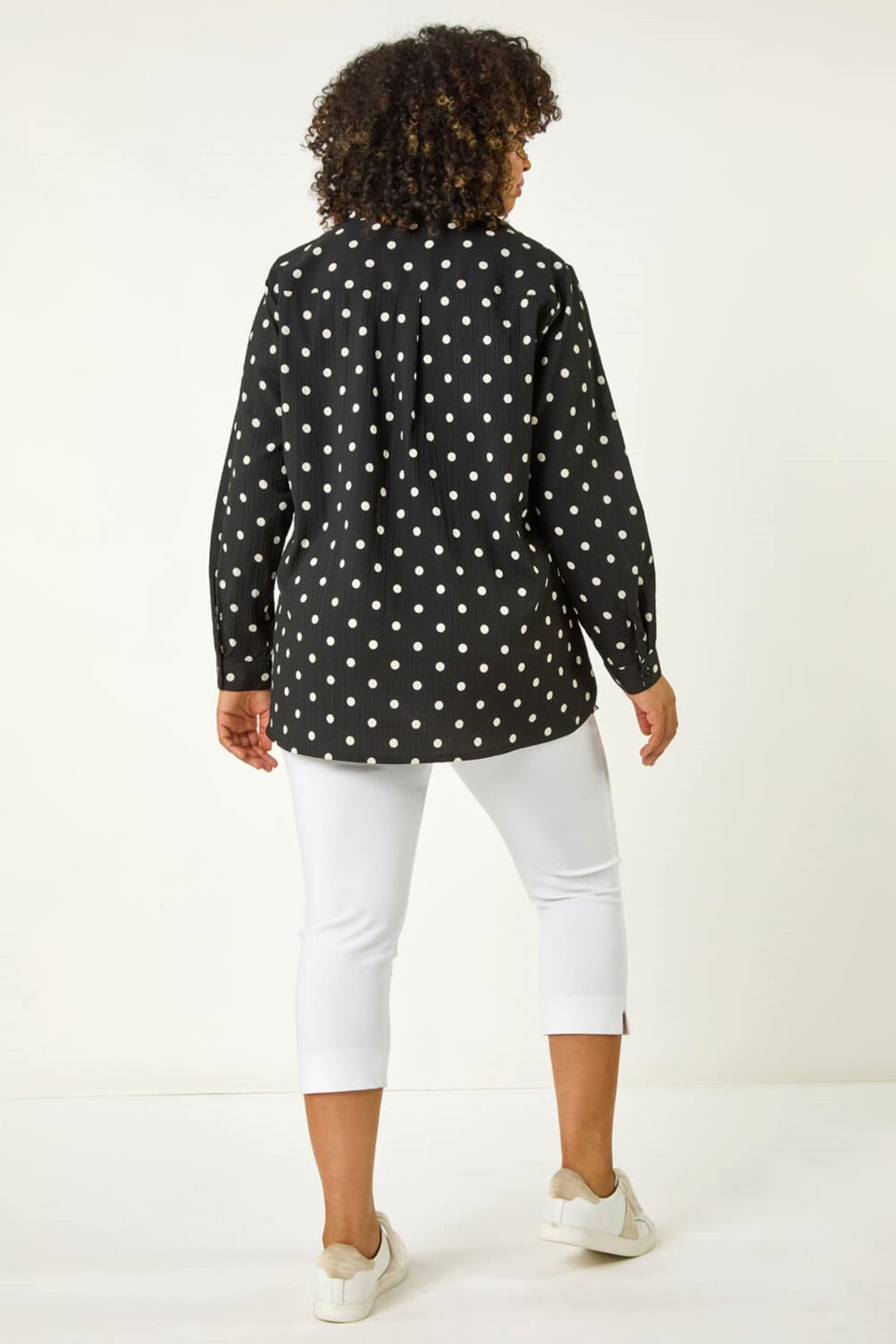 Roman Black Curve Spot Print Button Shirt