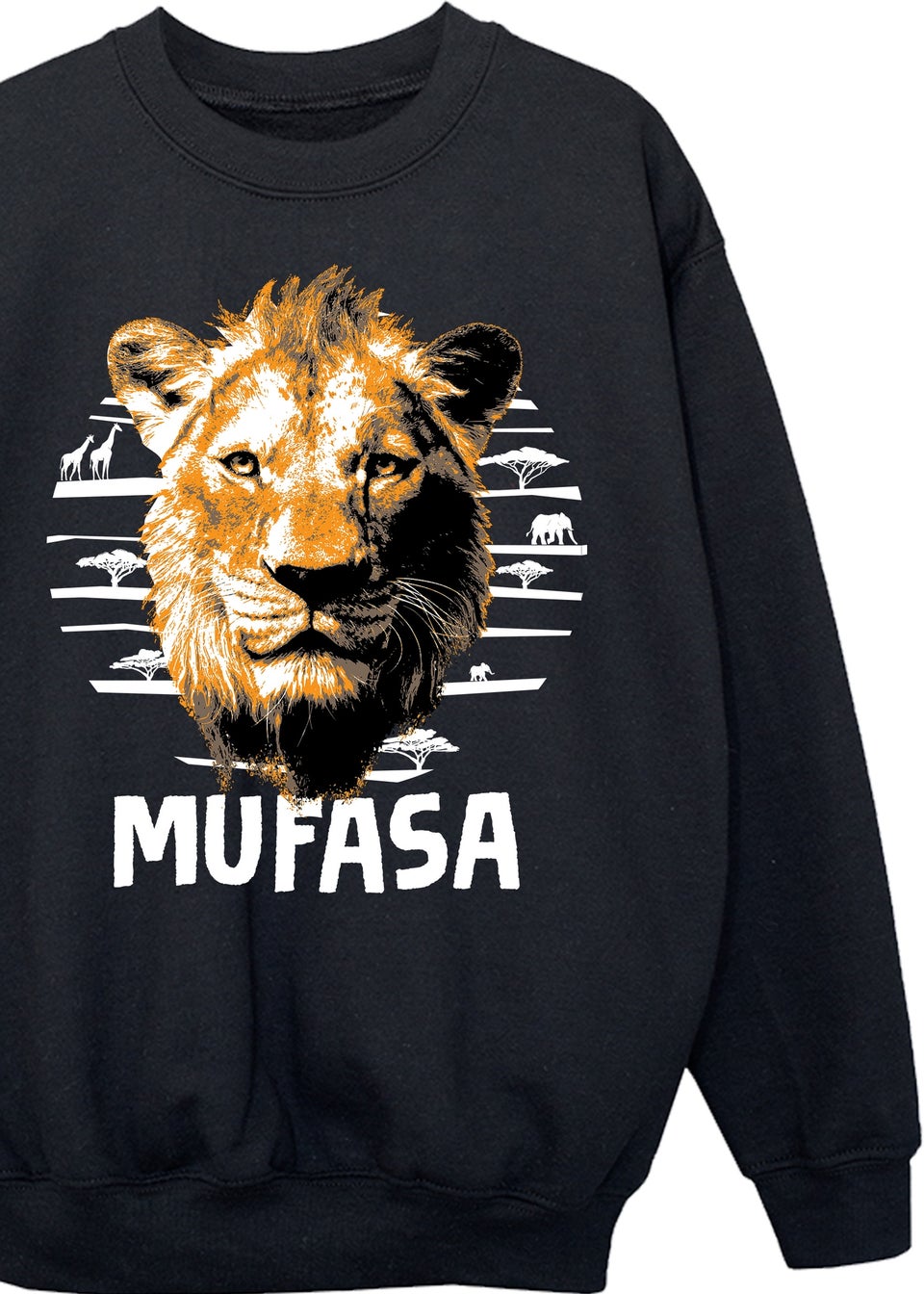 Disney Lion King Mufasa Stripes Kids Black Sweatshirt (3-13 Years)