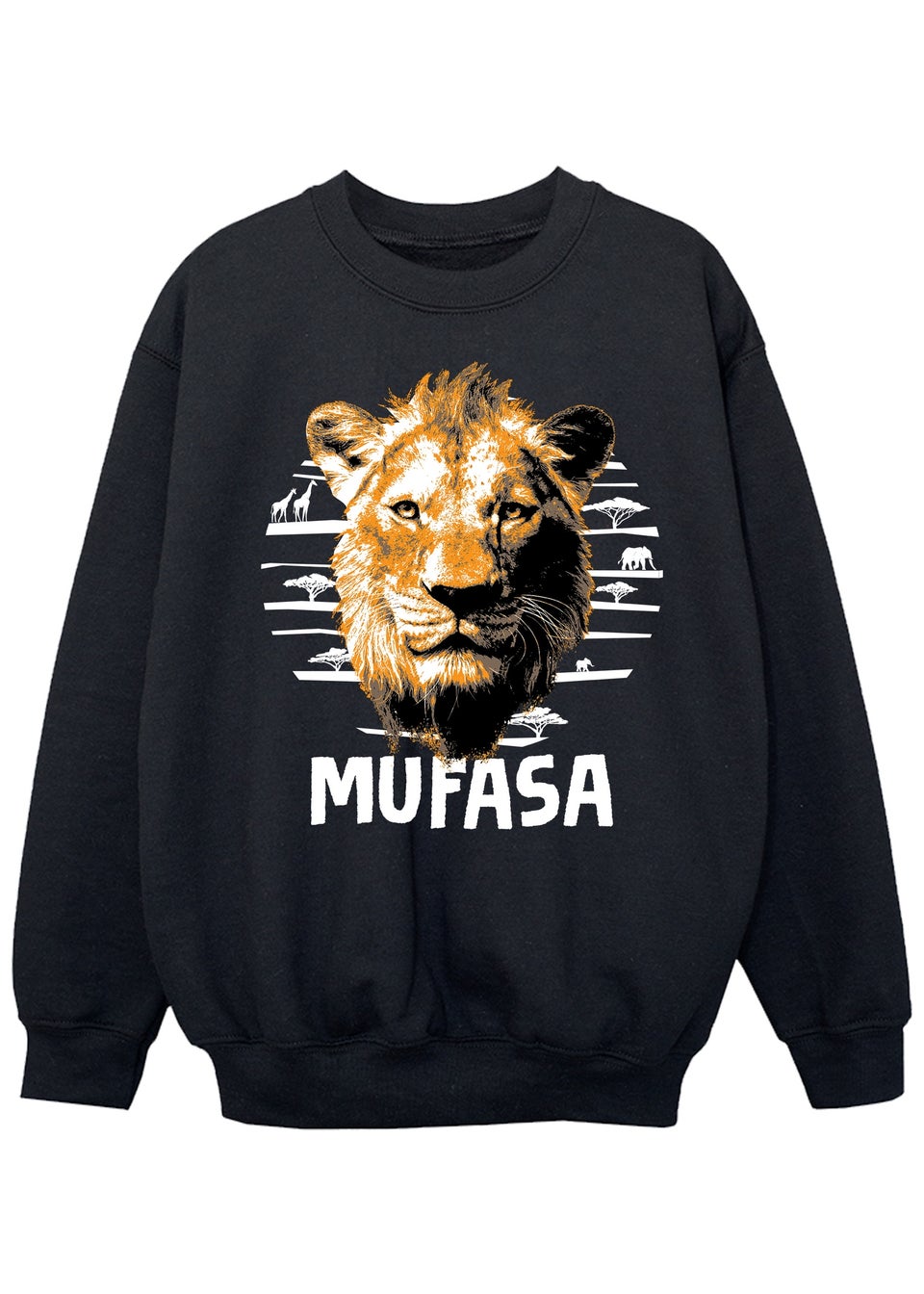 Disney Lion King Mufasa Stripes Kids Black Sweatshirt (3-13 Years)