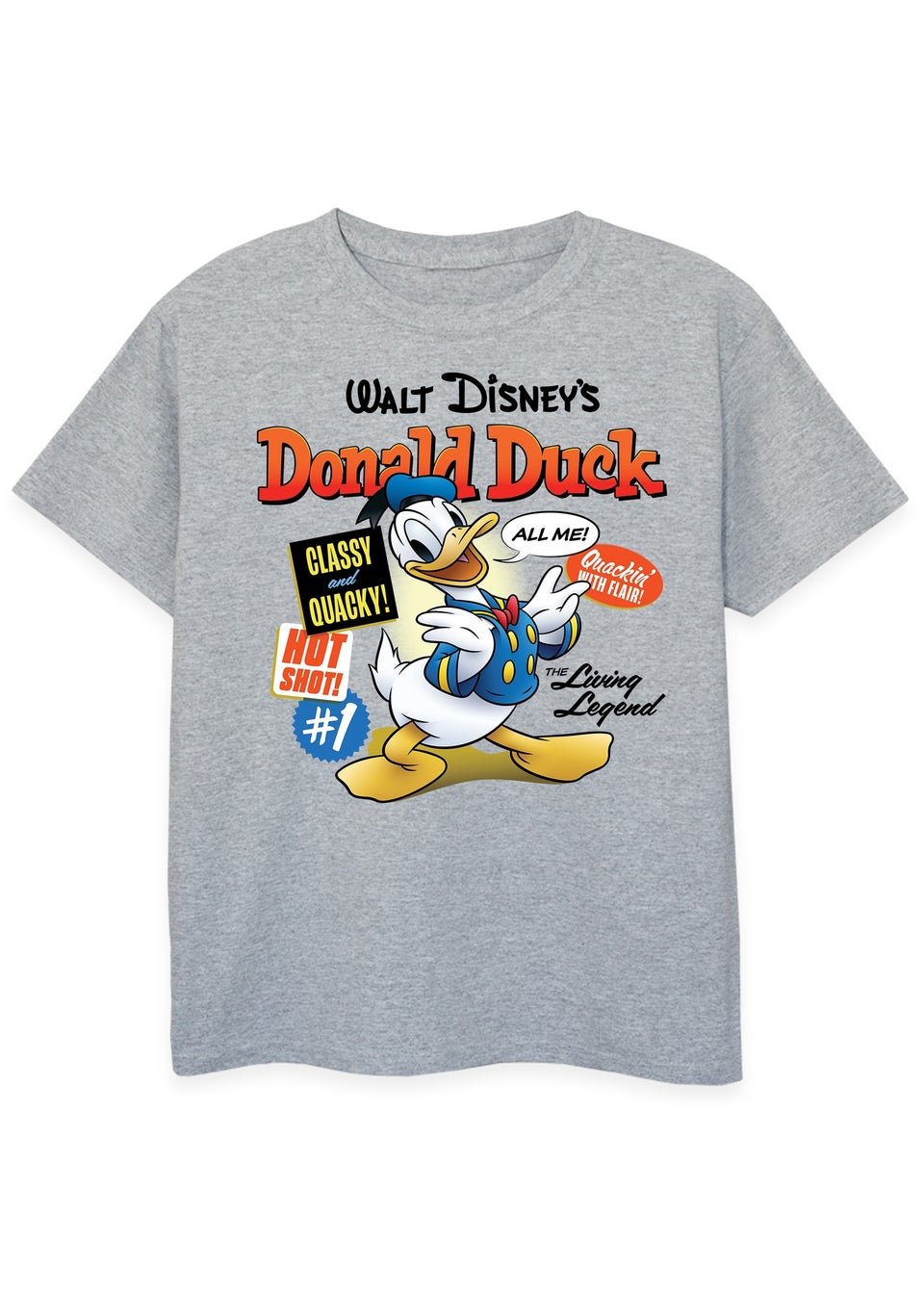 Disney Donald Duck Comic Cover Kids Heather Grey T-Shirt (3-13 Years)