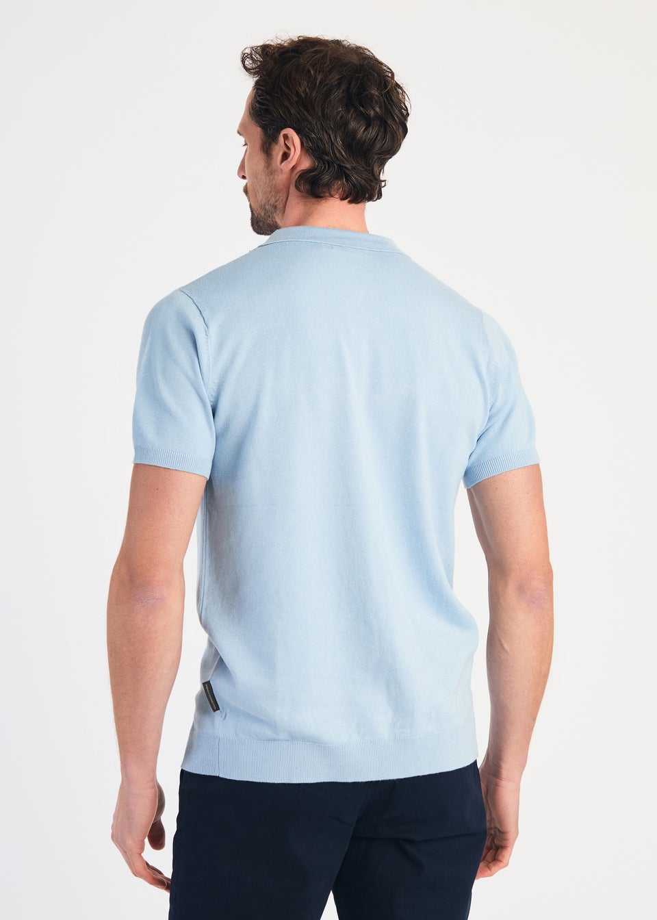 French Connection Blue 1/2 Zip Short Sleeve Polo Shirt