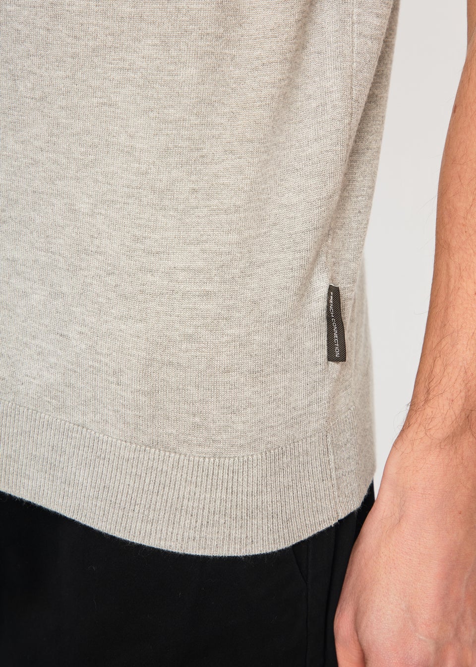 French Connection Light Grey 1/2 Zip Short Sleeve Polo Shirt