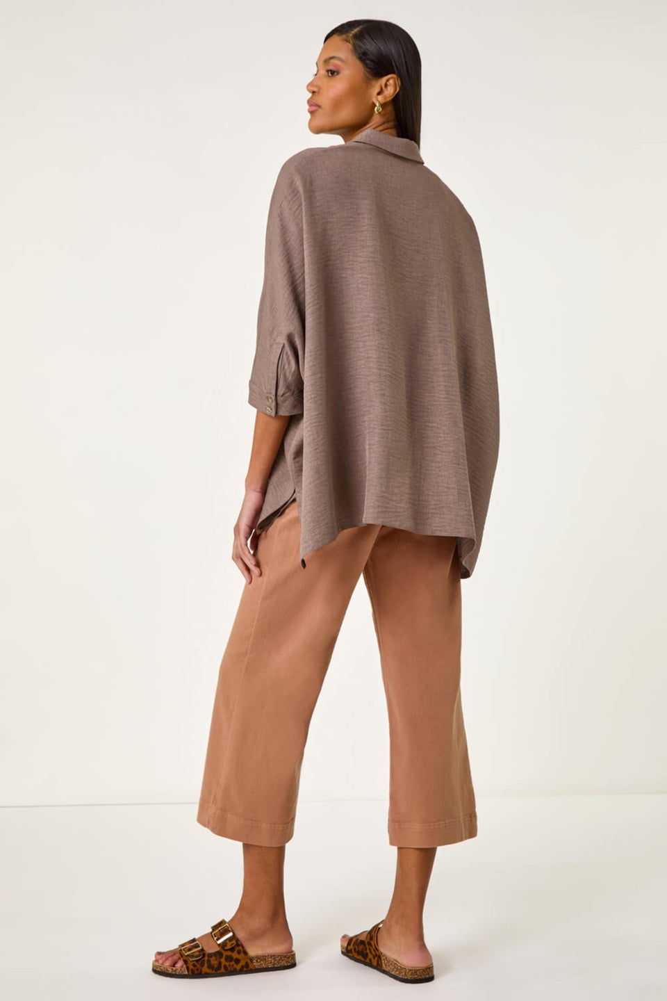 Roman Mocha Boxy Relaxed Blouse