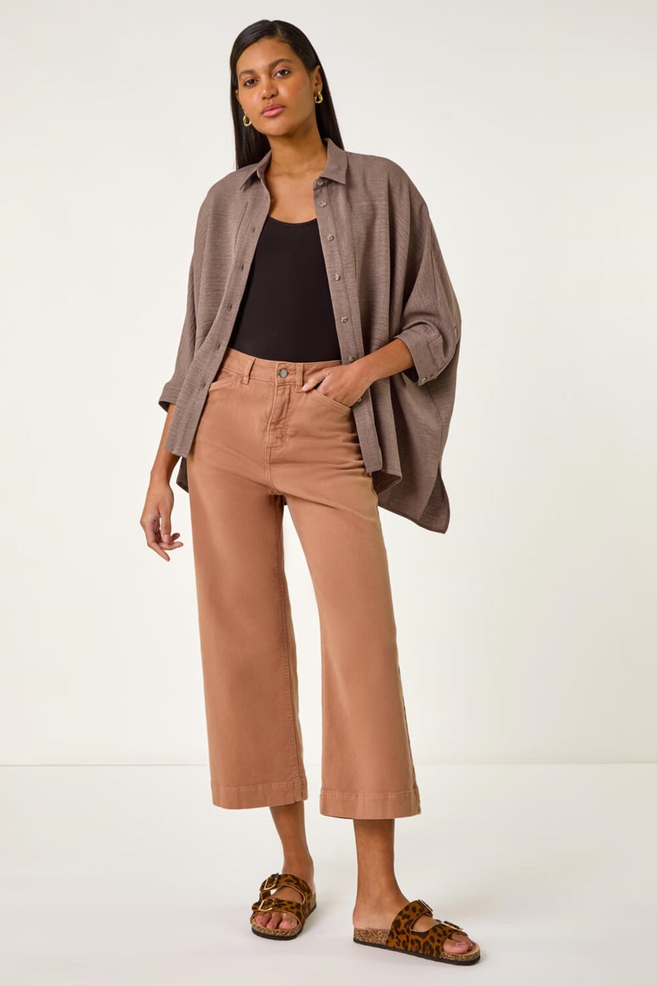 Roman Mocha Boxy Relaxed Blouse