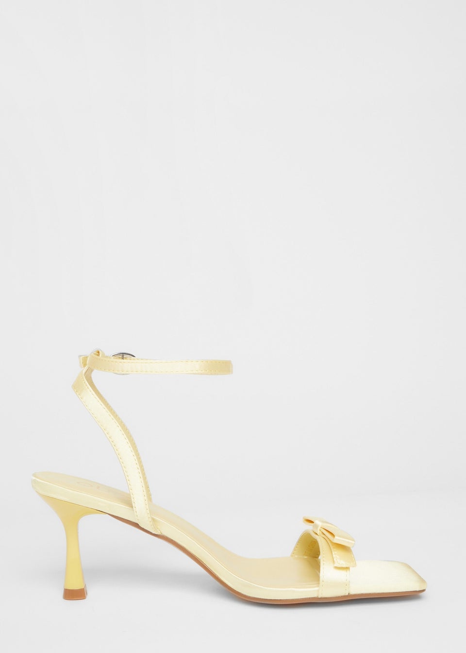 Quiz Yellow Satin Bow Heels