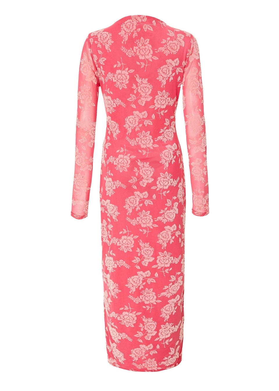 Quiz Magenta Mesh Floral Midaxi Dress