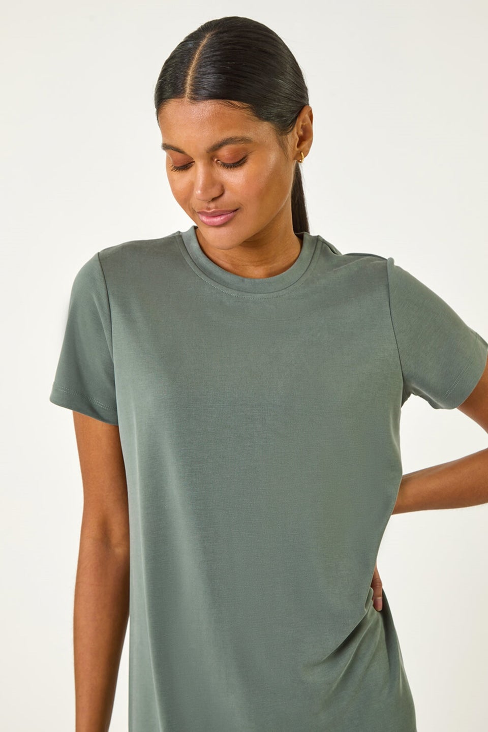 Roman Khaki Short Sleeve T-Shirt Dress