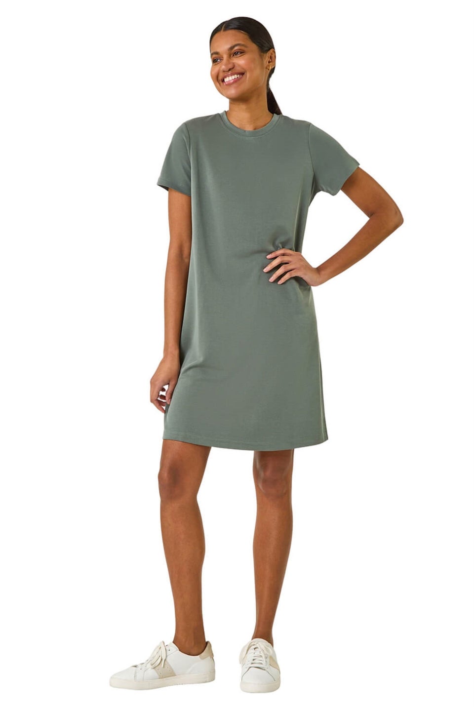 Roman Khaki Short Sleeve T-Shirt Dress