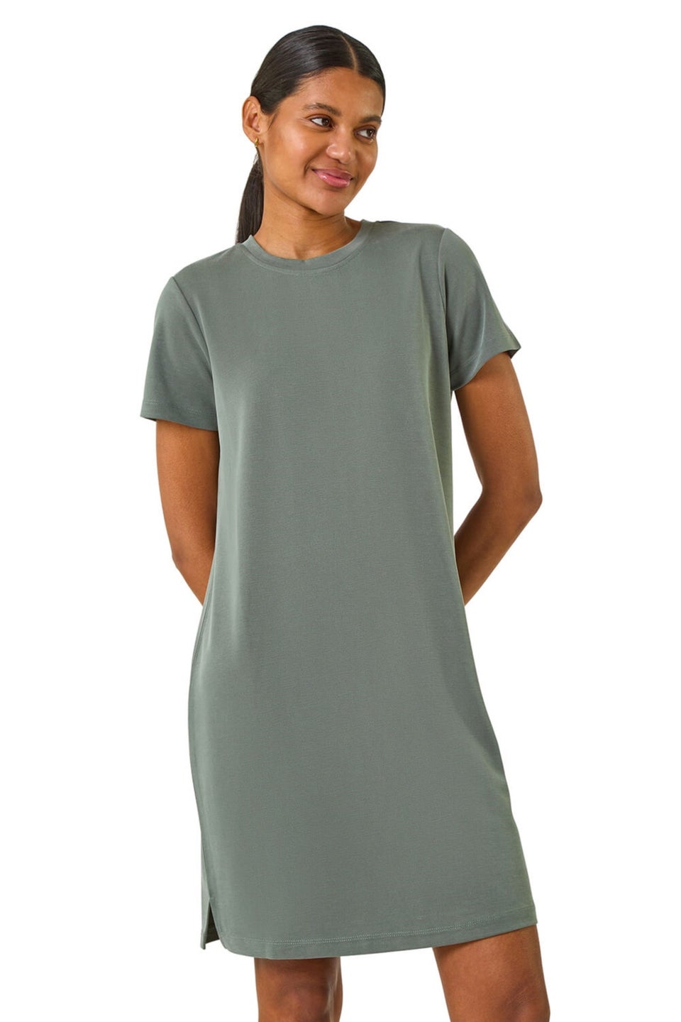 Roman Khaki Short Sleeve T-Shirt Dress