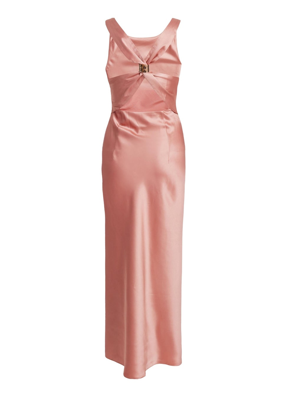 Quiz Pink Petite Satin Ruched Midaxi Dress
