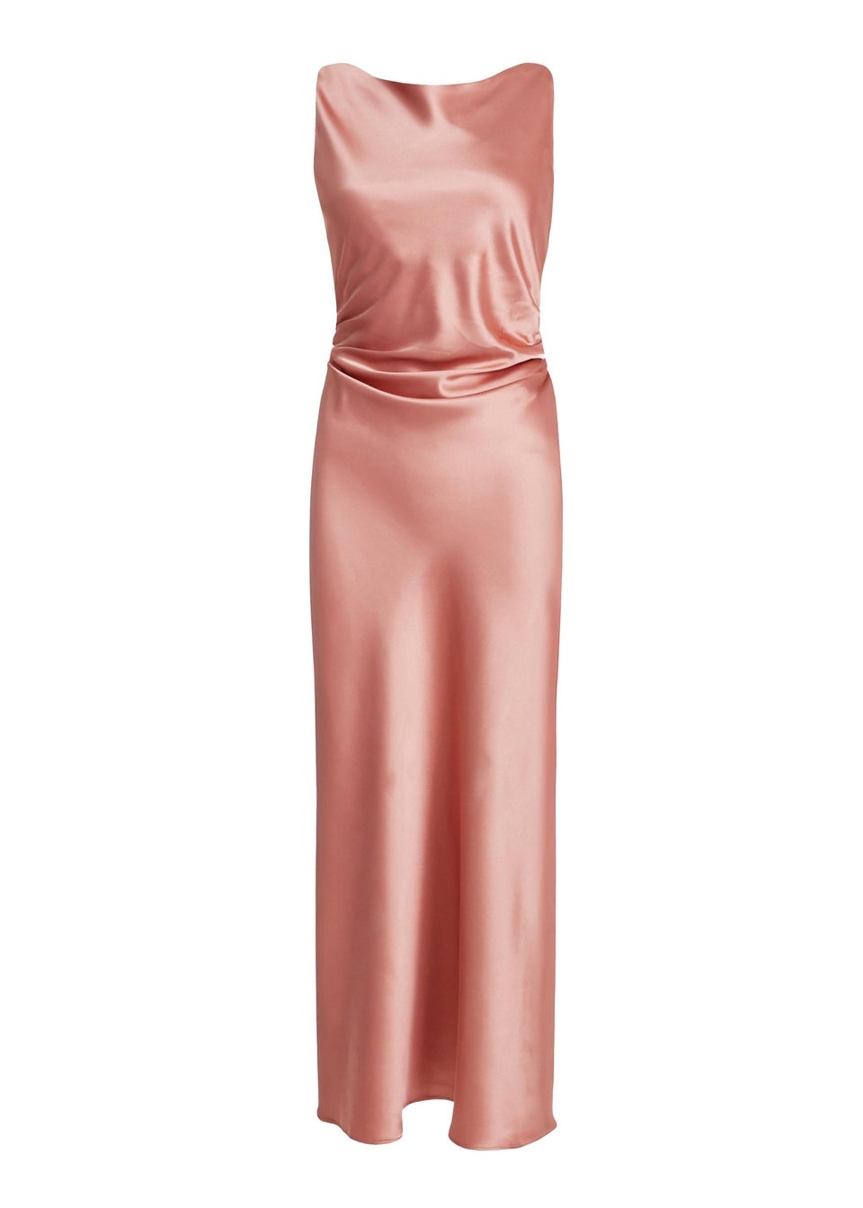 Quiz Pink Petite Satin Ruched Midaxi Dress