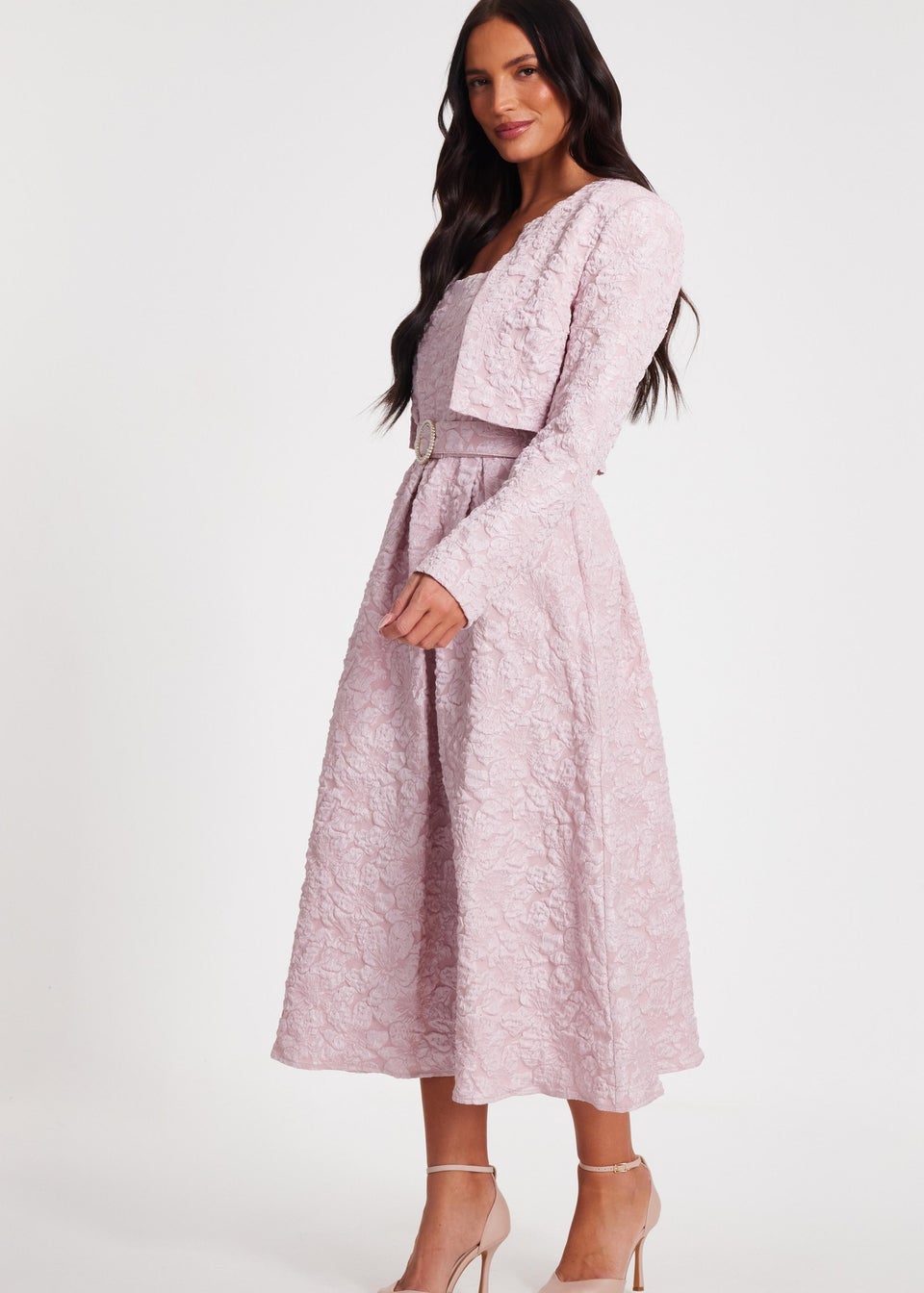 Quiz Pink Jacquard Crop Jacket