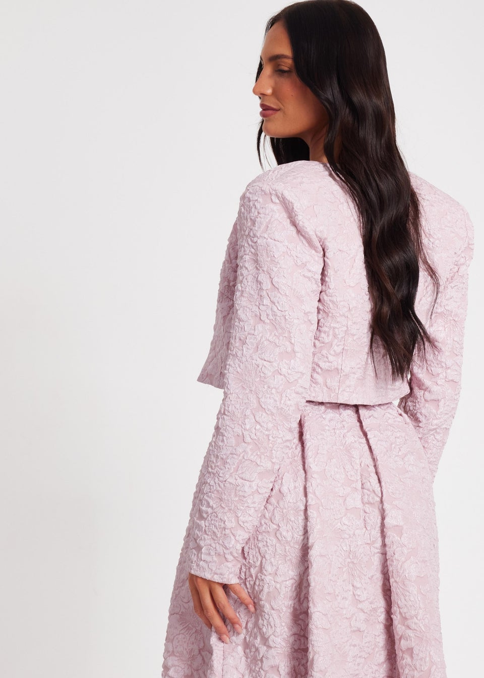 Quiz Pink Jacquard Crop Jacket