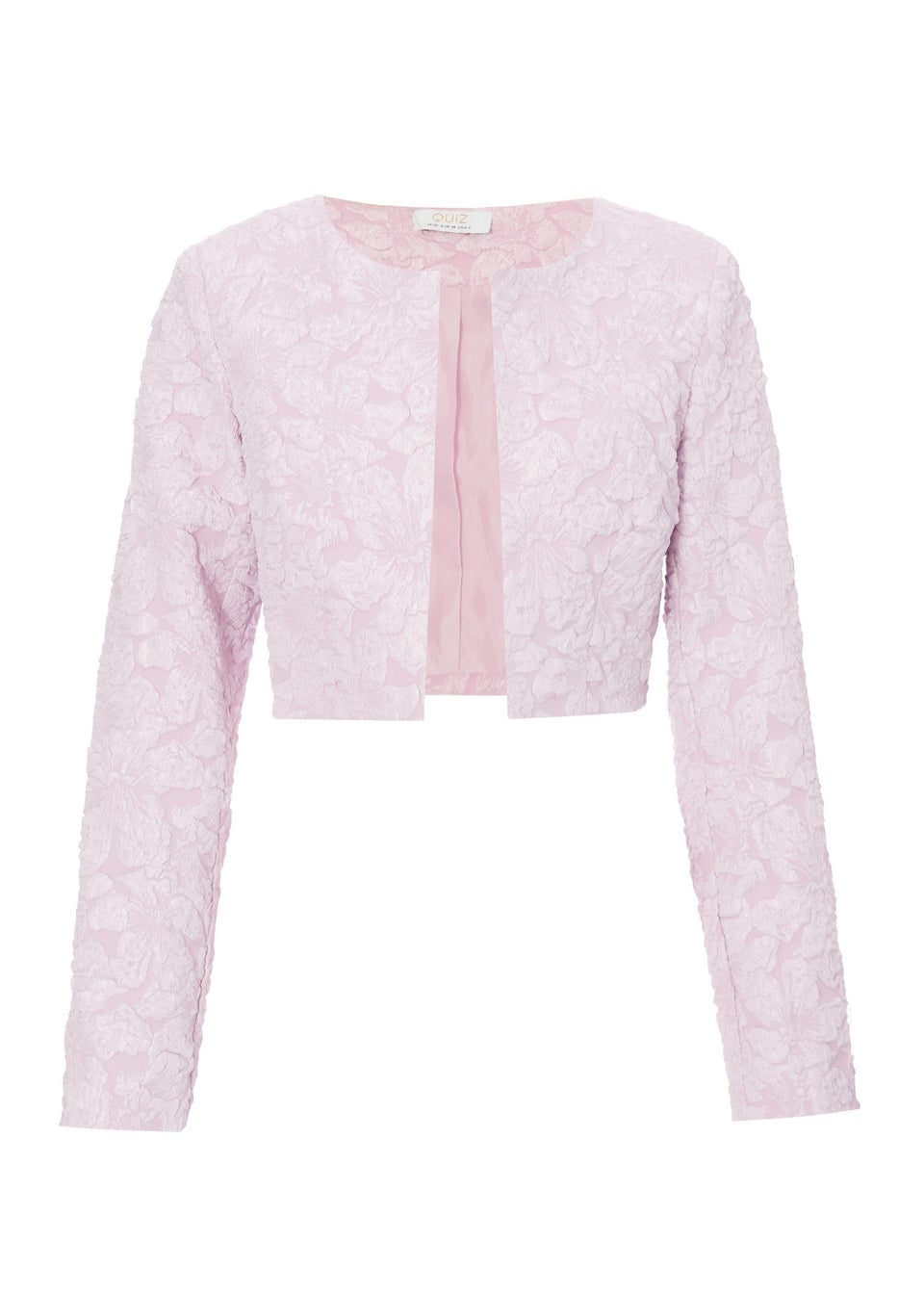 Quiz Pink Jacquard Crop Jacket
