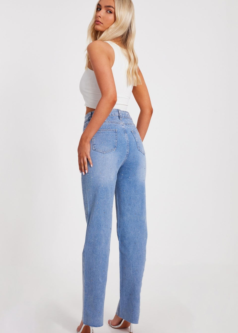 Quiz Blue Denim Embellished Jeans