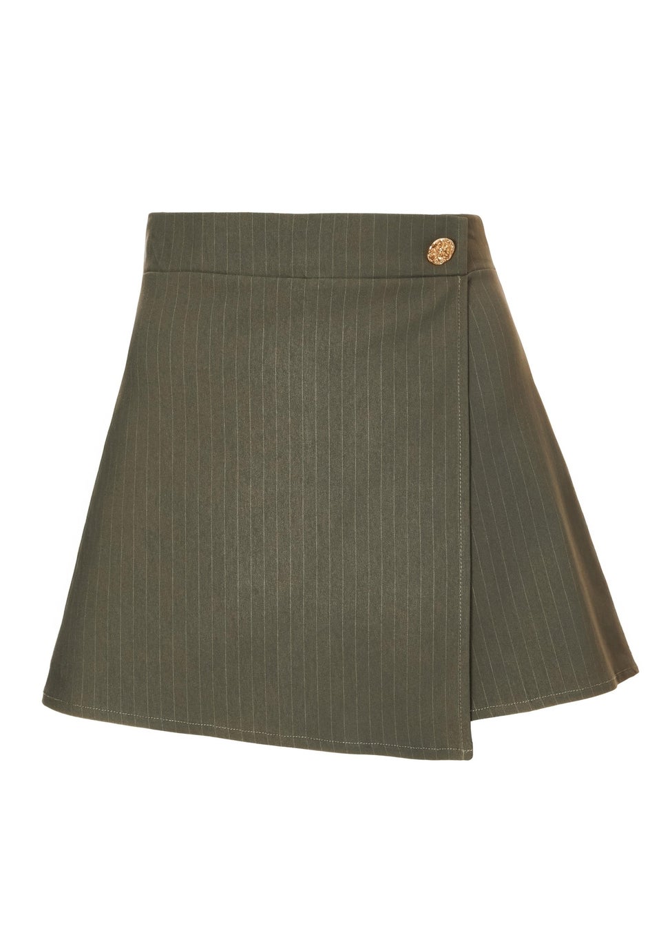 Quiz Khaki Pinstripe Wrap Skort